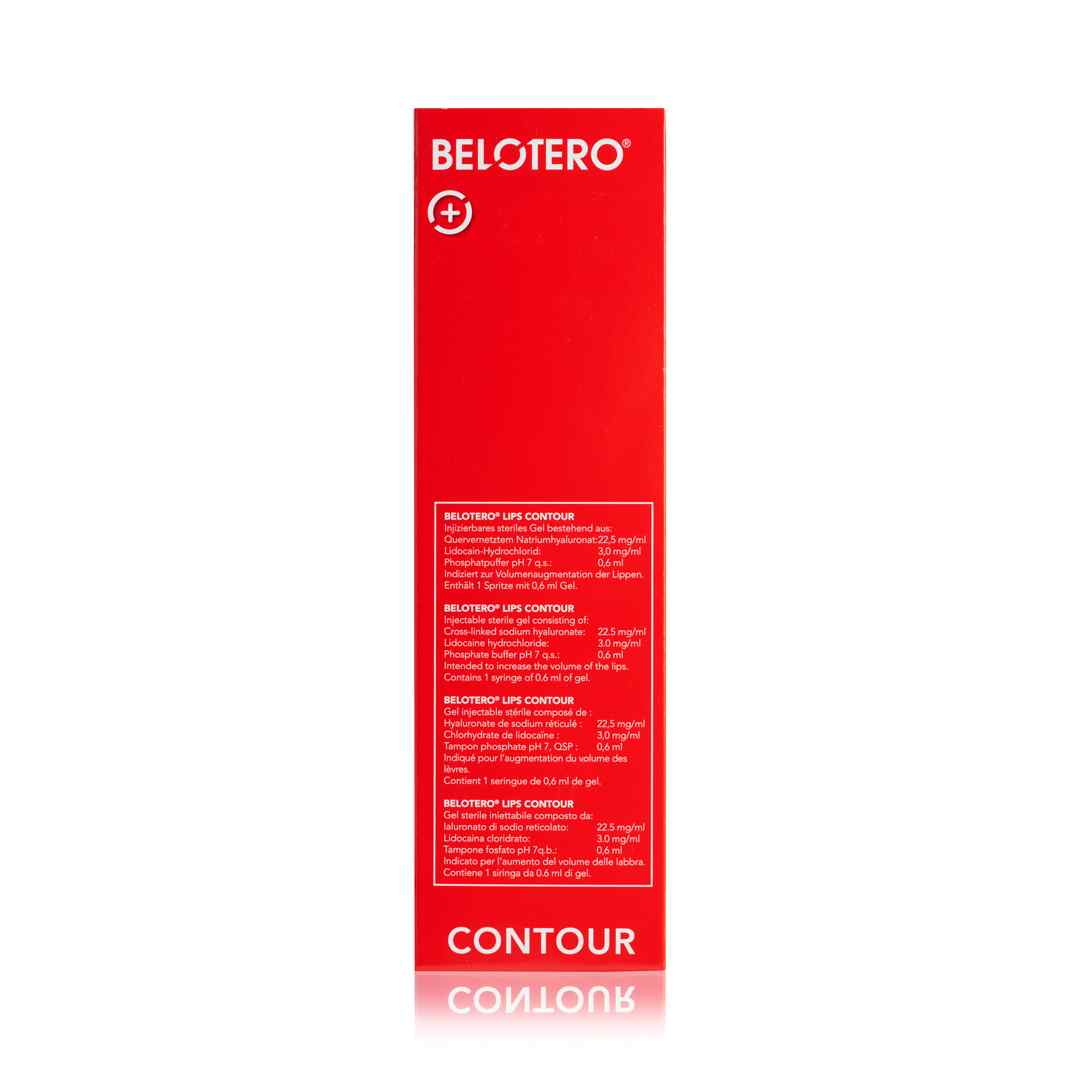 The back of Belotero Lips Contour dermal filler box