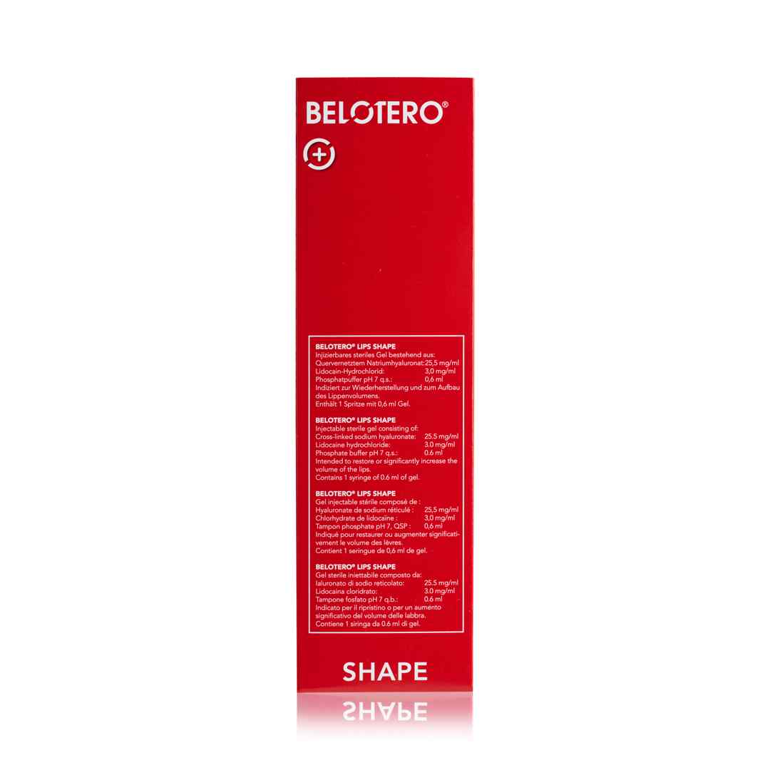 The back of Belotero Lips dermal filler box
