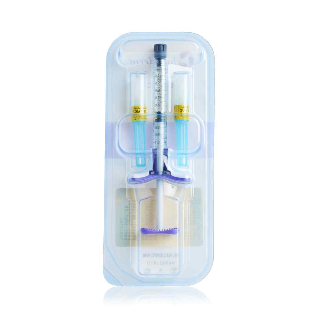 The back of Single Juvederm Volift Retouch with Lidocaine showing syringe.