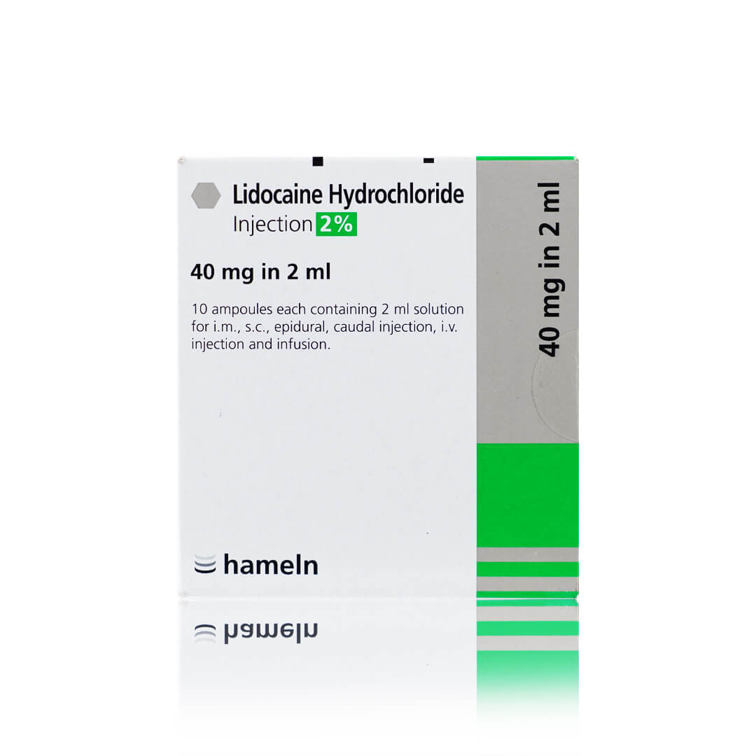 Lidocaine Hydrochloride Injection 2% 40mg in 2ml Ampoules